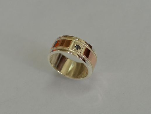 Серебряное обручальное кольцо со вставками из золота Обр17 15
