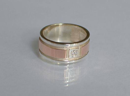 Серебряное обручальное кольцо со вставками из золота Обр17 15