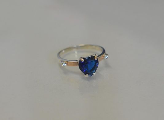 Серебряное кольцо с золотыми напайками 025к 15