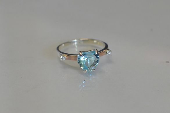 Серебряное кольцо с золотыми напайками 025к 15