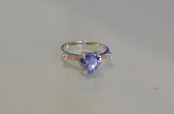Серебряное кольцо с золотыми напайками 025к 15