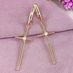 Серьги подвески Xuping Крестики медицинское золото позолота 18К английский замок А/В 1-1601
