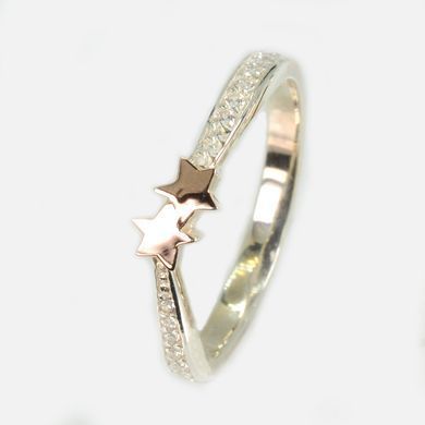 Серебряное кольцо с золотыми вставками 309к 15