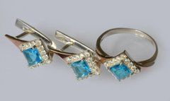 Серебряный набор с золотыми пластинами 074 22