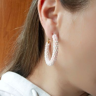 Сережки кільця з чеським бісером позолота 18К Н-0004