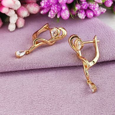 Серьги Xuping медицинское золото позолота 18К английский замок А/В 1-4176