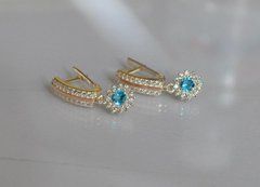 Серебряные серьги с золотыми пластинами 175с