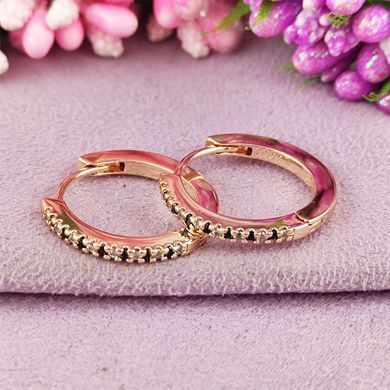 Сережки кільця Xuping чорно-білі медичне золото позолота 18К А/В 1-2272