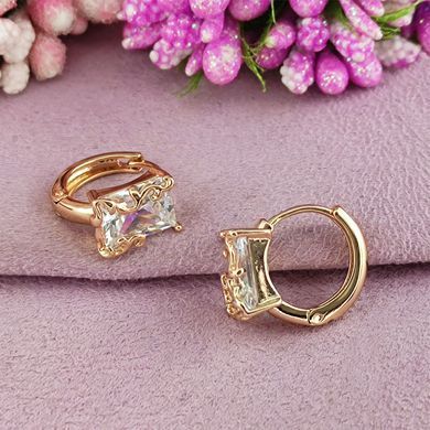 Сережки кільця Xuping білі медичне золото позолота 18К А/В 1-4205