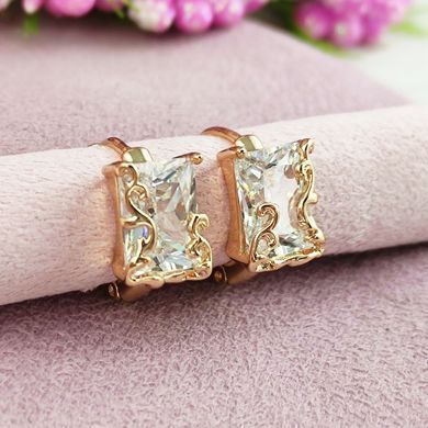 Сережки кільця Xuping білі медичне золото позолота 18К А/В 1-4205
