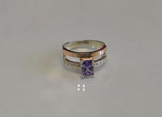 Серебряное кольцо с накладками из золота 028к 19.5