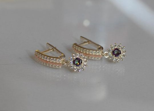 Серебряные серьги с золотыми пластинами 175с