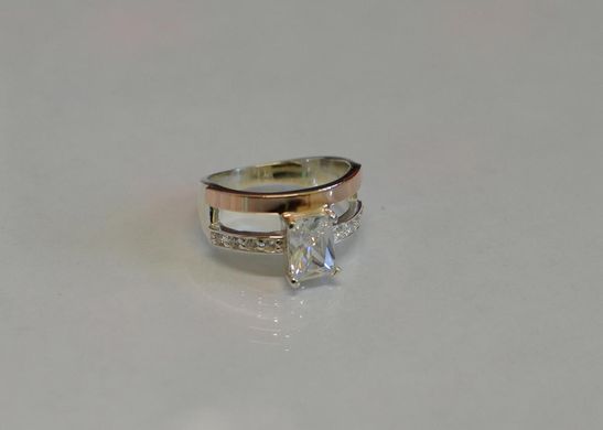 Серебряное кольцо с накладками из золота 028к 19.5