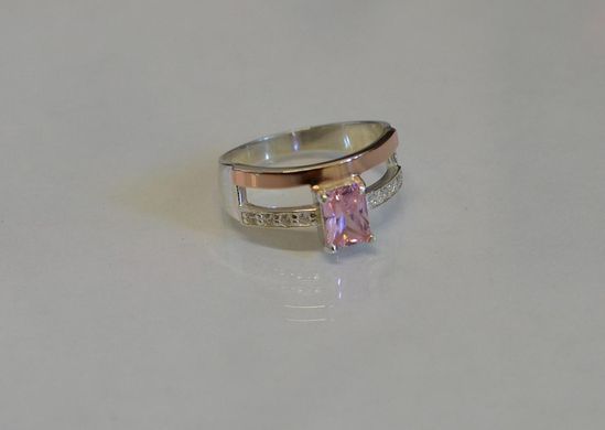 Серебряное кольцо с накладками из золота 028к 19.5
