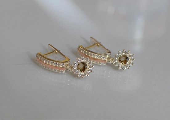 Серебряные серьги с золотыми пластинами 175с