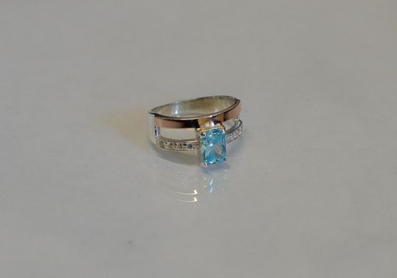 Серебряное кольцо с накладками из золота 028к 19.5