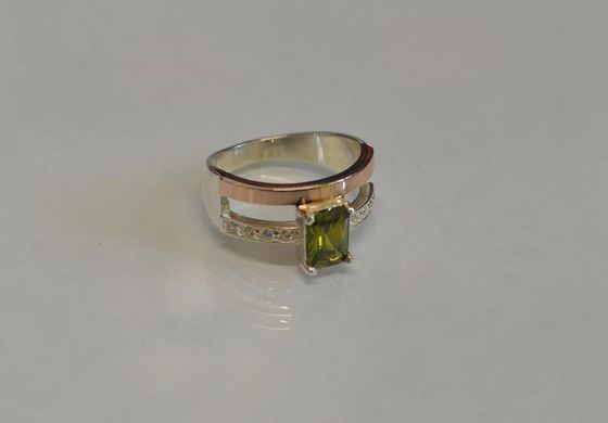Серебряное кольцо с накладками из золота 028к 19.5