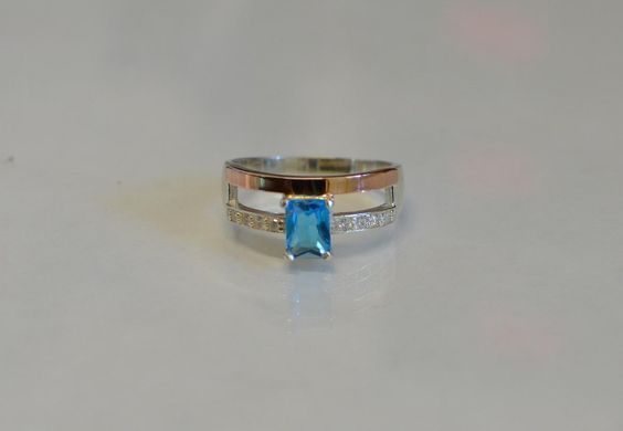 Серебряное кольцо с накладками из золота 028к 19.5