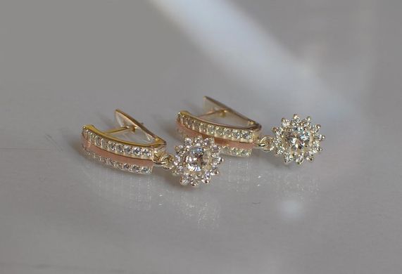 Серебряные серьги с золотыми пластинами 175с