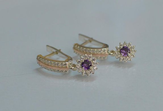 Серебряные серьги с золотыми пластинами 175с