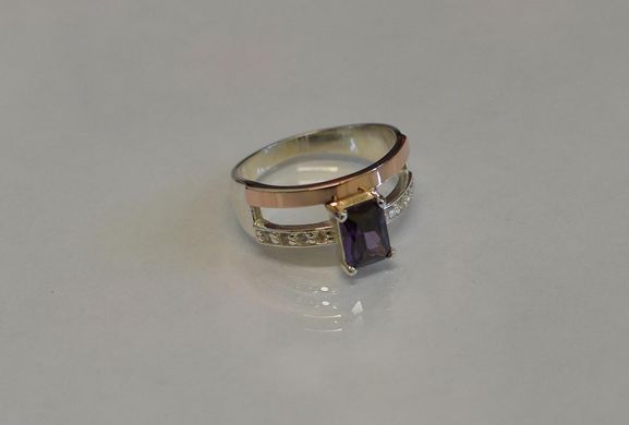Серебряное кольцо с накладками из золота 028к 19.5