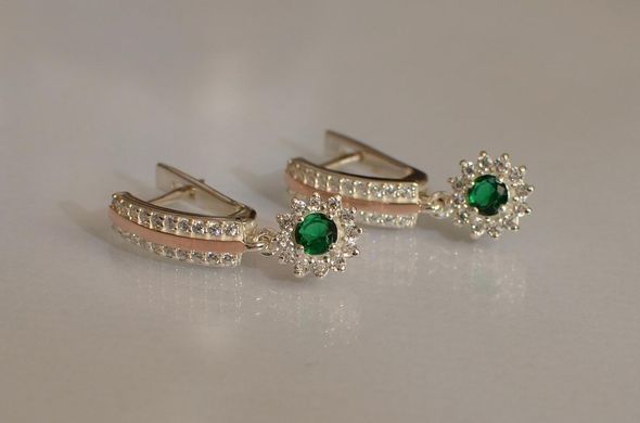 Серебряные серьги с золотыми пластинами 175с