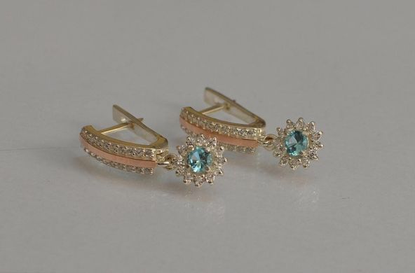 Серебряные серьги с золотыми пластинами 175с