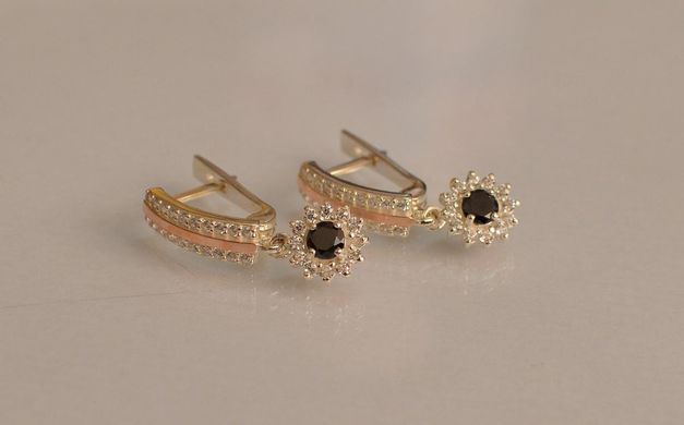 Серебряные серьги с золотыми пластинами 175с