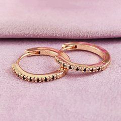 Сережки кільця Xuping чорно-білі медичне золото позолота 18К А/В 1-2272