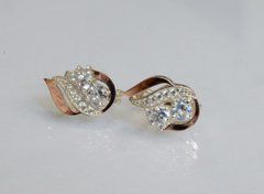 Серебряные серьги с золотыми вставками 159с