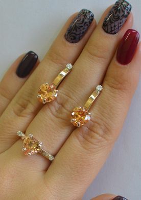 Серебряный набор с золотыми пластинами 025 15
