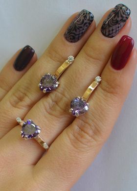 Серебряный набор с золотыми пластинами 025 15