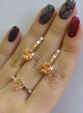 Серебряный набор с золотыми пластинами 025 15