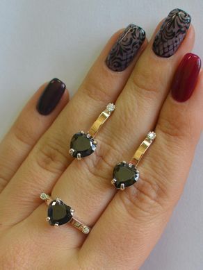 Серебряный набор с золотыми пластинами 025 15