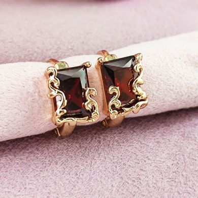 Серьги кольца Xuping красные медицинское золото позолота 18К А/В 1-4207
