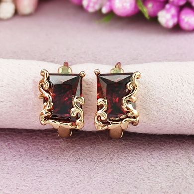 Серьги кольца Xuping красные медицинское золото позолота 18К А/В 1-4207