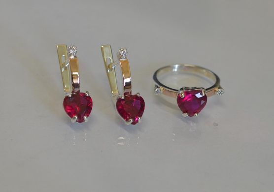 Серебряный набор с золотыми пластинами 025 15