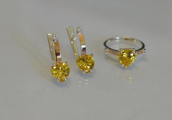 Серебряный набор с золотыми пластинами 025 15