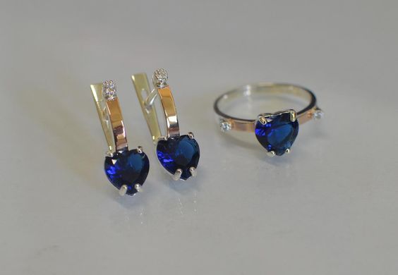 Серебряный набор с золотыми пластинами 025 15