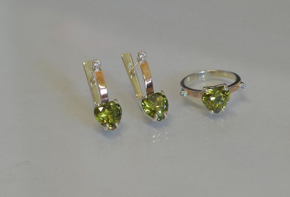 Серебряный набор с золотыми пластинами 025 15