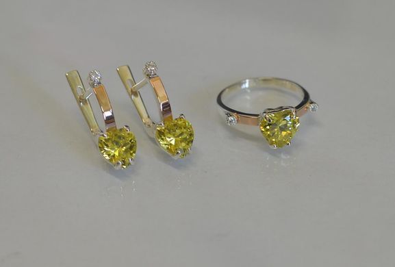 Серебряный набор с золотыми пластинами 025 15