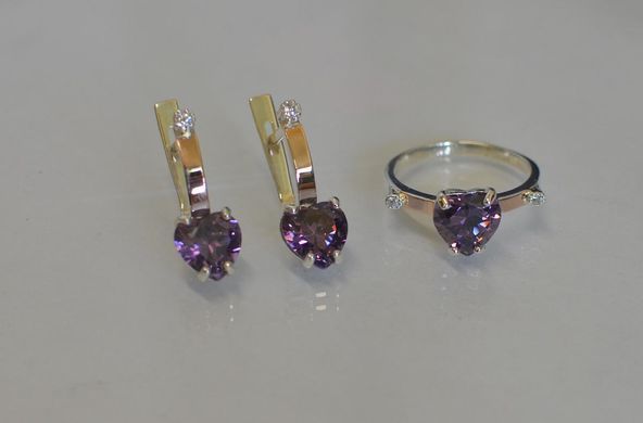 Серебряный набор с золотыми пластинами 025 15
