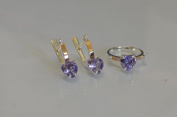 Серебряный набор с золотыми пластинами 025 15