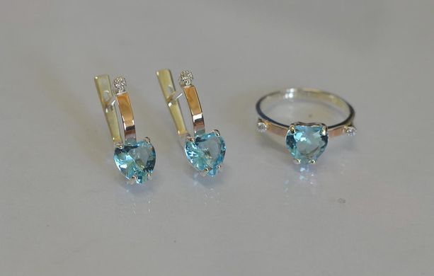 Серебряный набор с золотыми пластинами 025 15