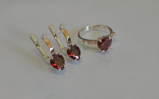 Серебряный набор с золотыми пластинами 025 15