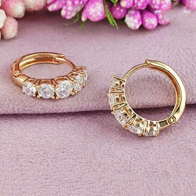 Сережки кільця Xuping білі медичне золото позолота 18К А/В 1-4290