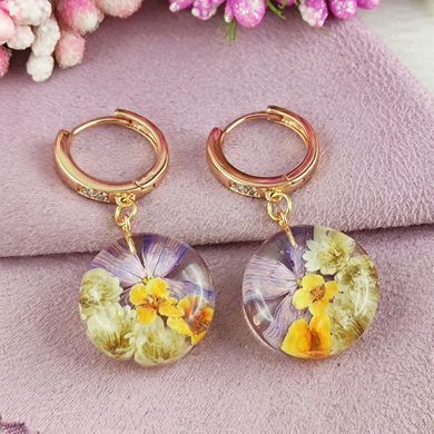 Сережки з епоксидної смоли позолота 18К S-0056