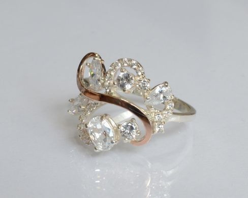 Серебряное кольцо с золотыми вставками 151к 15