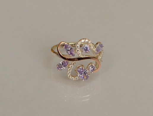 Серебряное кольцо с золотыми вставками 151к 15