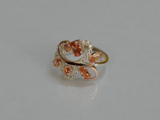 Серебряное кольцо с золотыми вставками 151к 15